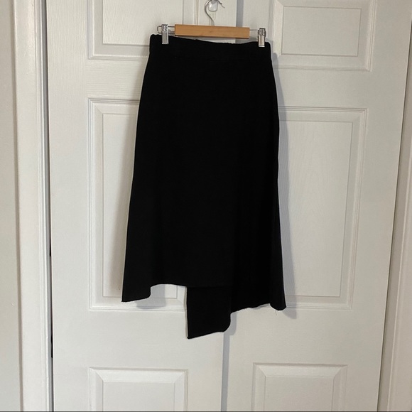FREE PEOPLE FAUX WRAP ASYMMETRICAL BLACK SKIRT - Picture 7 of 12